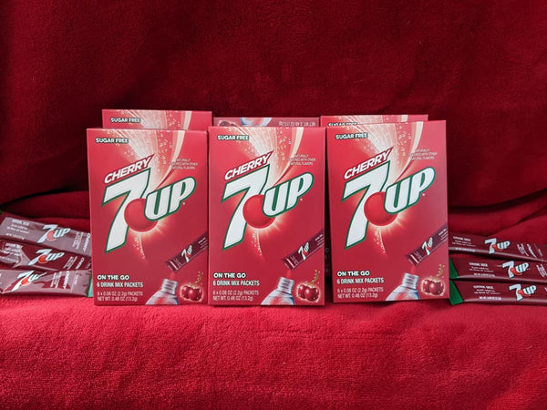 Cherry 7-Up Singles to Go Water Mix Box of 6 packets 7 UP