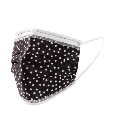 Trenz Disposable Masks Adult Black White dots