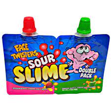 Face Twisters Sour Slime Double Pack Gel Candy 40g bags