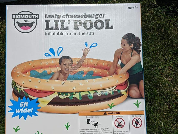 Kiddie Pool Hamburger Inflatable 3 Ring 15"W  5 Foot