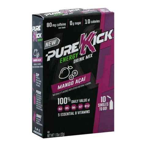 Pure Kick Energy Drink Singles to Go Mango Acai Water Drink Mix