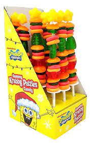 SpongeBob Square Pants Krabby Patty Santa Christmas Kabob Gummy on a Stick