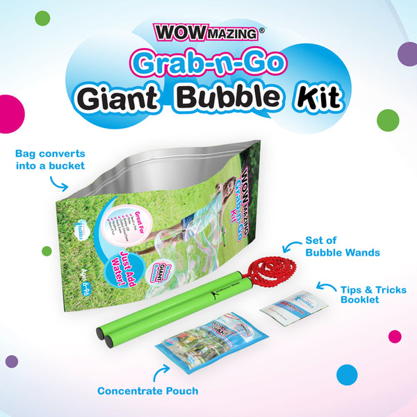 Wowmazing Grab N Go Giant Bubble Kit Wand + Bubble Mix